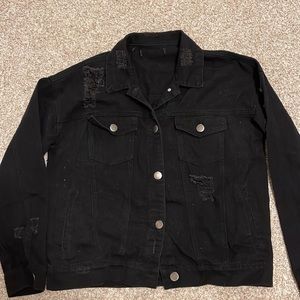 Black distressed jean jacket
